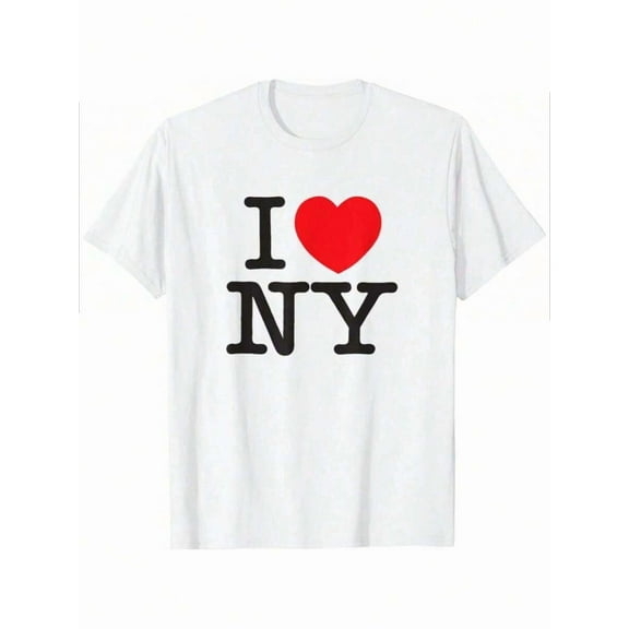 I LOVE NY Classic Logo T-Shirt For Men, Cotton Unisex Graphic T Shirts