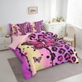 thumbnail image 3 of Manfei Pink Moth Butterflies 7pcs Bedding Comforter Set,Abstract Cheetah Pattern Queen Bedding Sets,Black Splash Ink Queen Sheet Sets For Girl Teens,Super Cozy Room Decor Reversible, 3 of 8