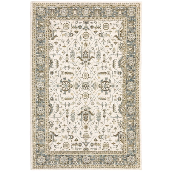Moretti Glow Area Rug 9537P Traditional Ivory Rings Bulbs 2' 6" x 12' Rectangle