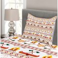 thumbnail image 3 of Ambesonne Ethnic Quilted Bedspread Set 2 Pcs, Geometrical Borders Art, Twin Size, Red Marigold and White, 3 of 4