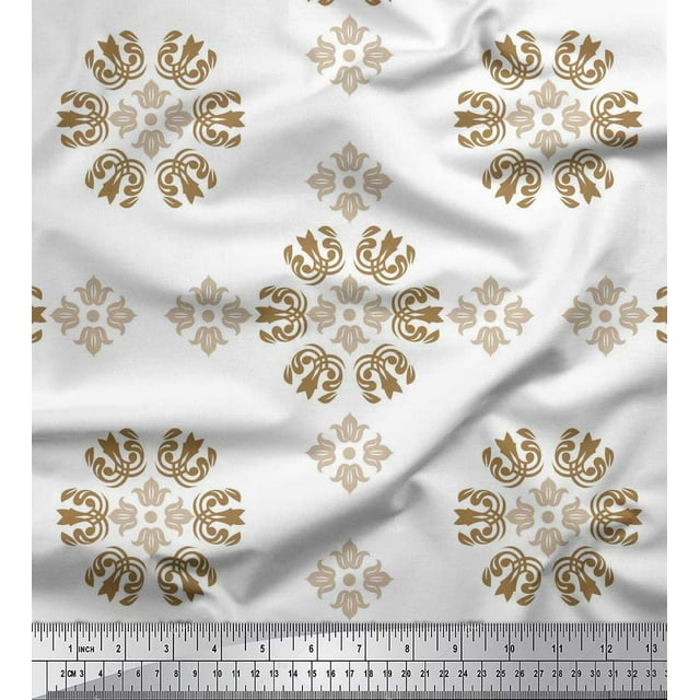 Soimoi polyester Crepe Fabric Damask Decorative Fabric Prints By Yard 52 Inch Wide
