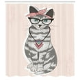 thumbnail image 3 of Ambesonne Teen Room Shower Curtain, Kitty Glasses, 69"Wx84"L, Pale Pink Grey, 3 of 3