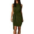 thumbnail image 2 of WTOBBY Women's Sleeveless Bow Belt Asymmetrical Hem Round Neck Casual Elegant Cocktail Dress,Army Green 2XL, 2 of 4