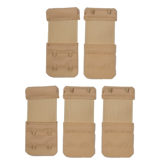 TELOLY 5 Pcs Bra Extender with 2 Hook Soft Bra Strap Underwear Back Band Extension, Nude