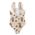 thumbnail image 2 of Girls Ruffle One Piece Swimsuit, Stretchy Fabric for Beach & Pool Activities Cute Teddy Bear, 2 of 8