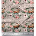 thumbnail image 1 of Soimoi Pink Cotton Voile Fabric Deer & Magnolia Floral Print Fabric by the Yard 42 Inch Wide, 1 of 3