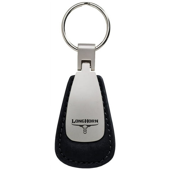 Dodge Longhorn Skull Leather Teardrop Key Chain (Black)