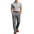 thumbnail image 2 of Ceisia Men's Textured Knit Polo Shirt Short Sleeve Collared Slim Fit for Casual and Smart Wear Beige S Gifts for Father, 2 of 5