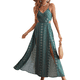 thumbnail image 1 of Vestido de Verano para Mujer, , con Escote en V, Estampado Floral, Estilo Tropical, con Abertura Lateral para Playa Verde XL, 1 of 10