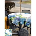 thumbnail image 6 of Square Outdoor Tablecloth with Umbrella Hole Blue Hydrangea Outside Table Cloth Waterproof Patio Table Cover Farmhouse Butterfly Spring Floral Zipper Tablecloths for Picnic Party Camping 60x60 Inch, 6 of 8