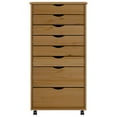 thumbnail image 2 of vidaXL Armoire Roulante avec Tiroirs Mousse Brun Miel Bois Massif Pin, 2 of 5