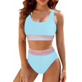 thumbnail image 1 of MKLEKYY Trajes De Baño Mujer Dos Piezas Women'S High Waisted Bikini Sets Sporty Two Piece Swimsuits Color Block High Cut Bathing Suits, 1 of 5