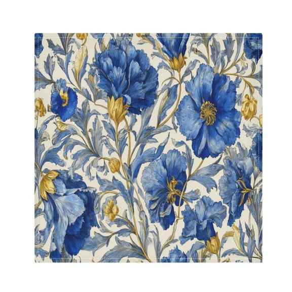 Cloth Napkins Set of1 100% Satin Peachskin Velvet, 20x20inx1 Napkins Cloth napkins are washable Soft and Absorbent Beautiful Blue Floral Style