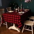 thumbnail image 4 of KCEHTA Christmas Tablecloth Rectangle Red and Black Checkered Tablecloth Buffalo Plaid Tablecloth Washable Cotton Table Cover for Christmas Birthday Party, 4 of 7