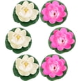 thumbnail image 1 of 6 piezas de espumas flotantes artificiales de flor de loto, adornos de loto realistas para estanque, 1 of 6