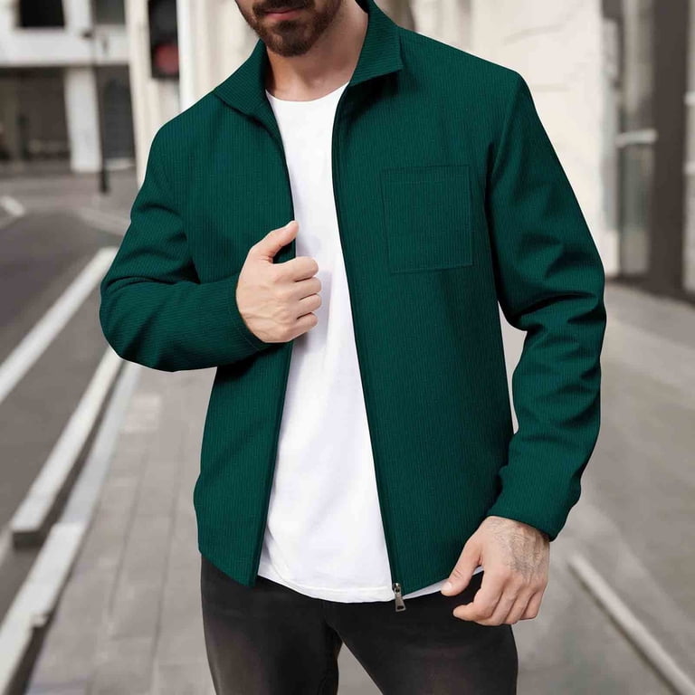 Levmjia Men's Solid Color Stand Collar Jacket Polyester Spandex
