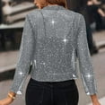thumbnail image 7 of Women's Sequin Jacket Coat Long Sleeve Open Front Sparkly Blazer Jacket Club Party Sequin Coat, 7 of 7