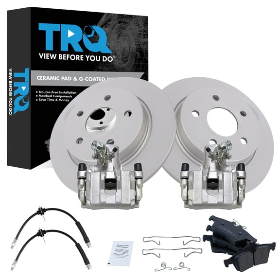 TRQ Rear Brake Pad and Rotor Set Ceramic Coated Rotors Calipers Fits 2012-2016 Ford Focus