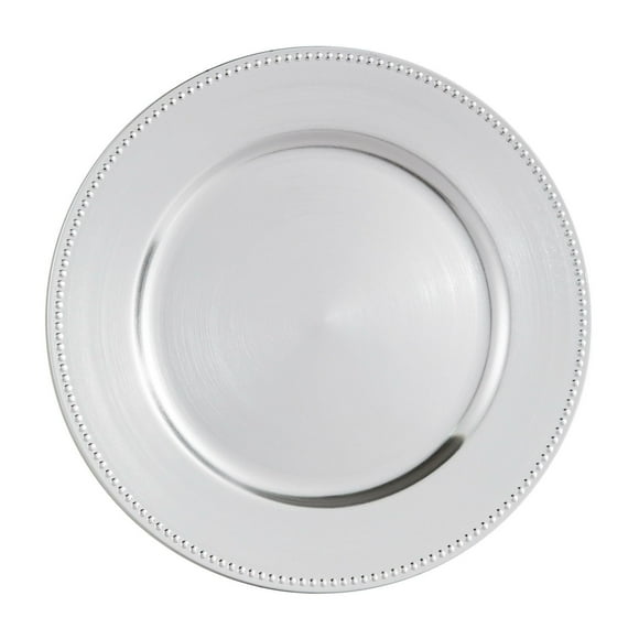 Holiday Time 13-Inch Embossed Charger Silver-Pack of 4