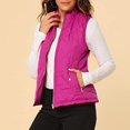 thumbnail image 4 of Xyxonk Puffer Vest Women Fall 2025 Quilted Jacket Zip-Up Sleeveless Outwear Vests Lightweight Stand Collar Coats With Pocket,Hot Pink S, 4 of 4