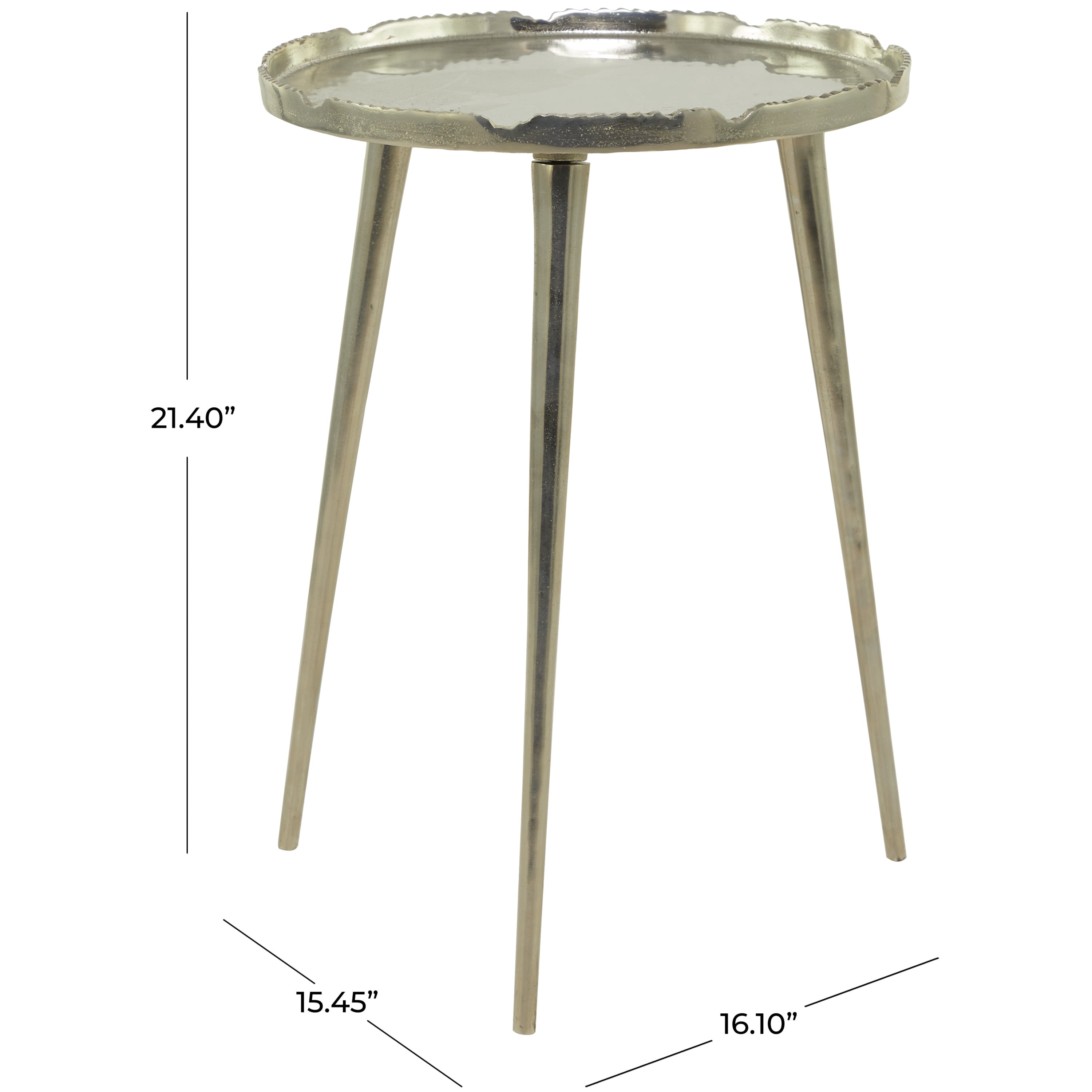 DecMode 15" x 21" Silver Aluminum Accent Table with Tray Top, 1-Piece