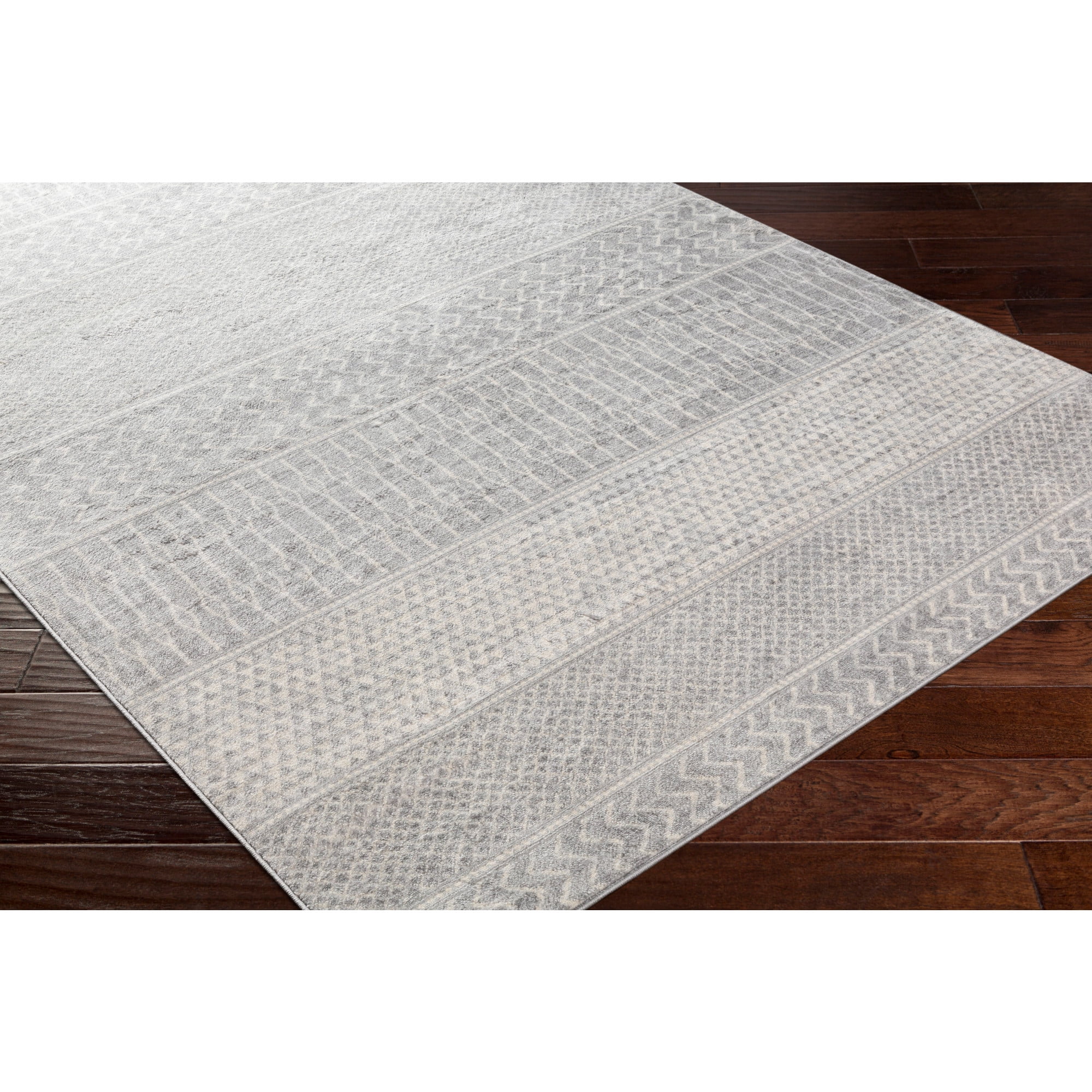 Livabliss Area Rugs for Living Room, 9ft Round Monaco Global Gray Round Rug, Bedroom Dining Room Home Decor Stain Resistant Carpet (7'10" x 7'10")