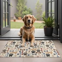 Paw Prints and Bones Door Rugs,Washable Non Slip Door Mats Indoor,Decorative Door Mats,Entry Mat Indoor for Entrance,Bedroom,Kitchen,Bathroom,20"x32"