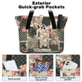 thumbnail image 2 of Tote Bag for Women - Pioneer Flower Shoulder Bag - Large Utility Work Duffle Bag with Zipper Handbag for Travel, Work, Sprots, 2 of 5