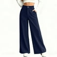 thumbnail image 6 of Women's Casual Wide Leg Pants, High Waist Loose Slimming Solid Color Long Trousers, Comfort Fashion Bottoms for Office, Travel and Daily Wear,Dark Blue,S, 6 of 6