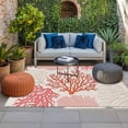 thumbnail image 2 of Red Coastal Outdoor Rug for Patio/Deck/Porch, Non-Slip Large Area Rug 4 x 6 Ft, Vintage Coral Ocean Modern Sea Abstract Indoor Outdoor Rugs Washable Area Rugs, Reversible Camping Rug Carpet Runner, 2 of 8