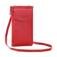 thumbnail image 1 of Jumpingount Cartera de cuero PU para mujer, cremallera de Color sólido, tarjetero de estilo Simple, bolsillo para monedas, compartimento para Bolsas de mensajero y de hombro Rojo, 1 of 6