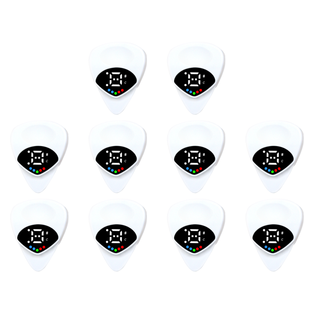 Afinador Púas Guitarra 2 en 1 para Guitarras Acústicas Y Eléctricas () Blanco