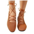 thumbnail image 3 of Xucatan Lace Up Square Toe Ballet Flats for Women Cross Strap Flat Shoe Cute Bow Slip On Mary Jane Flats Casual Ballerina Shoes Gift, 3 of 8