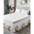 thumbnail image 4 of Mountains Teal Wrap Around Bed Skirts for King Bed 16" Drop,Bed Skirt with Adjustable Elastic Belt Dust Ruffle Bed Valance for Bedroom Hotel Yellow Red Turquoise Abstract Painting Art Bed Frame Cover, 4 of 7