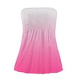 thumbnail image 4 of GceSteap Tube Tops for Women Strapless Tops Summer Bandeau Tank Tops Gradient Tanks Smocked Ruffled Backless Sleeveless Shirts 2024 Pink XL, 4 of 5