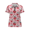 thumbnail image 6 of Whosucclay French Bulldog Puppy Strawberry Half Zipper Golf Short Sleeve Top, Polyester Polo Shirts Easy Care Elastic Tennis Shirts for Gym Outdoor Vacation Size X-Large, 6 of 10