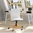 thumbnail image 2 of LUXMOD Mid Back Home Office Desk Chair Task Chair with Armrest Swivel Chair in Durable Vegan Leather Ergonomic Desk Chair for Extra Back and Lumbar Support Conference Room Chair, 2 of 9