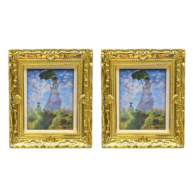 Paquete de 2 marcos de fotografía dorados Yotijar decoración de pared para muebles de 1/12