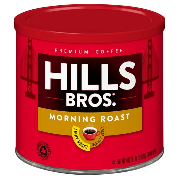 Hills Bros.® Morning Roast Light Roast Premium Arabica, Ground Coffee, 24 oz Can