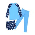 thumbnail image 4 of YONGHS Kids Girls UPF 50+ Long Sleeve Swimwear UV Sun Protection Swimsuit Athletic Surf Swimwear Blue 7-8, 4 of 7