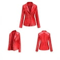 thumbnail image 4 of Faux Leather Moto Biker Jacket Women Zipper Lapel Collar Motorcycle Fitted Fall Coats Outwear Plus Size Long Sleeve (3X-Large, Red), 4 of 4