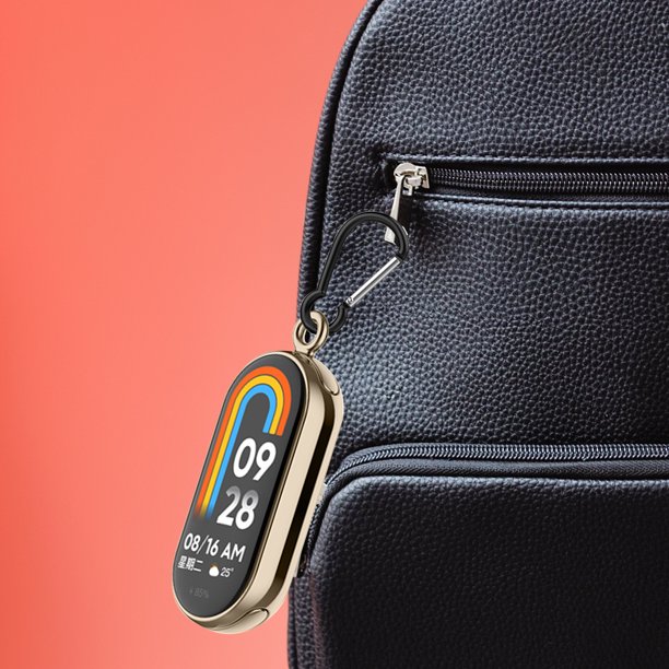 Adaptador De Pulsera Conectores de correa de reloj de metal para Xiaomi Mi Band 8 (2 piezas doradas con mosquetón)