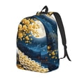 thumbnail image 1 of Disketp Moonlit Golden Tree Peacock print Canvas Backpack Lightweight Travel Daypack Student Rucksack Laptop Backpack-, 1 of 5