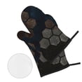 thumbnail image 3 of YFYANG Kits Mitaines et Porte-Pots 4 Pièces, Résistant à la Chaleur et Antidérapant Abstract Vintage Honeycomb Kitchen, 3 of 8