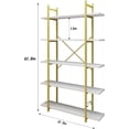 thumbnail image 3 of 5 Tiers Bookshelf Organizer White Faux Marble Shelf,Modern Open Display Storage Bookcase, and Metal Bookshelf Standing Storage Shelf Tall Shelving Units for Home Office Study, 3 of 8