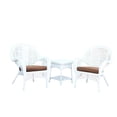 thumbnail image 1 of Jeco Ensemble de Conversation en Osier 3 Pcs Blanc avec Coussins Marron, 1 of 3