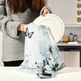 thumbnail image 6 of WOBOGO Cyan Flowers Kitchen Towel 1 Piece Large Cotton Dishcloth Premium Absorbency Set with Hanging Loop, 6 of 7