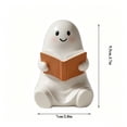 thumbnail image 3 of Miwamany Halloween Reading Ghost Resin Figurine Smiling Blush Sitting Ghost Holding Book,Halloween Desktop Statue for Mantel Shelf Bedroom Party Scene Decor, 3 of 5