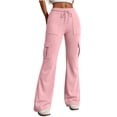 thumbnail image 3 of Ihhxva Women's Slim Fit Cargo Pants Elastic Waist Multi-Pockets Yoga Stretch Summer Casual S-2XL, 3 of 8
