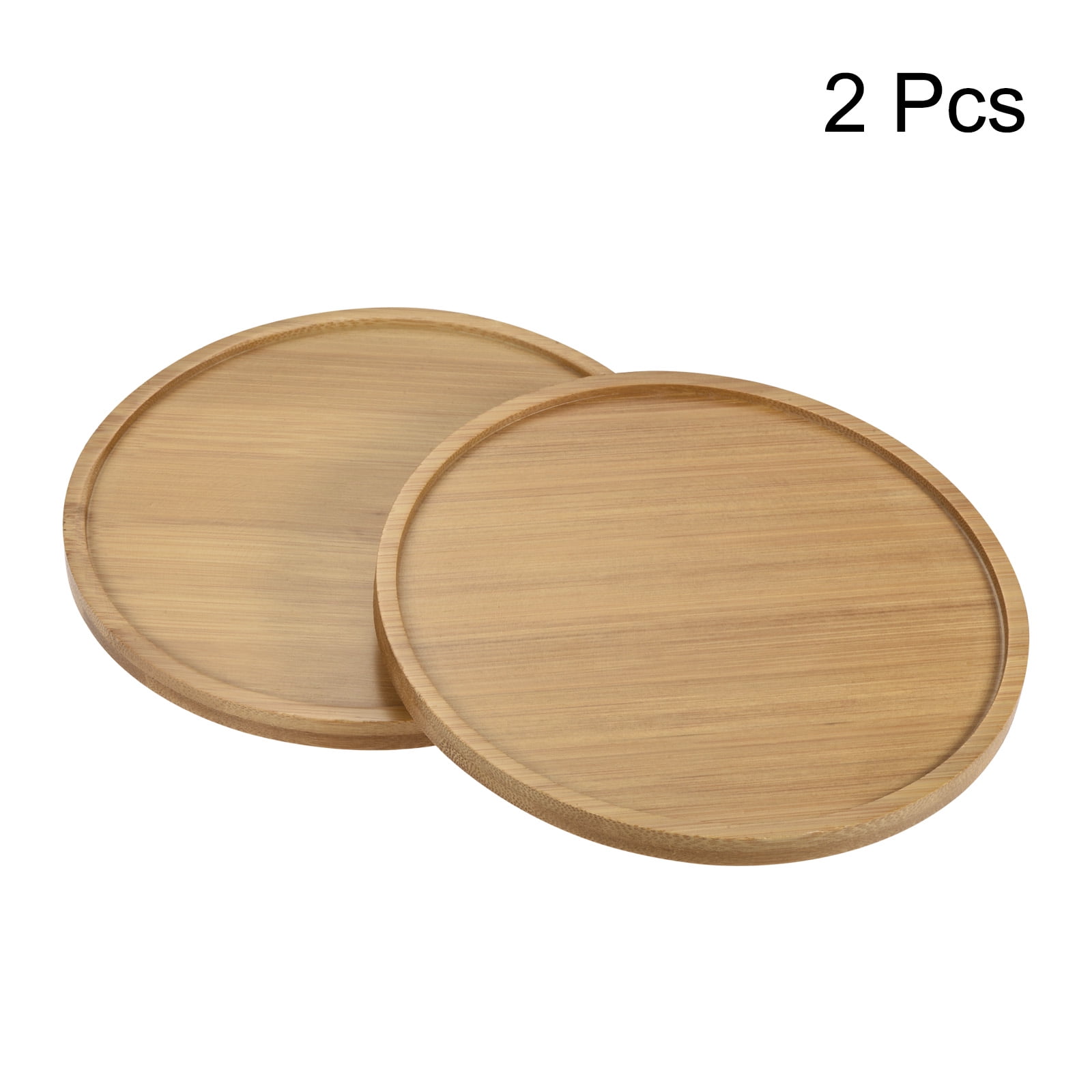 Unique Bargains Plant Saucers OD Bamboo Round Flower Drip Tray for Indoors 15.5cm